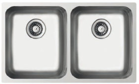 Metro Lane 740mm W Double Bowl Stainless Steel Kitchen Sink