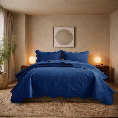 Floral Embossed Microfiber Quilted Bedspread Set