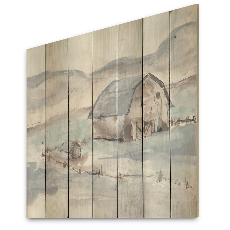 Farmhouse Barn Gray IV - impression sur bois sans cadre, H 30 po x l 30 po x P 1 po