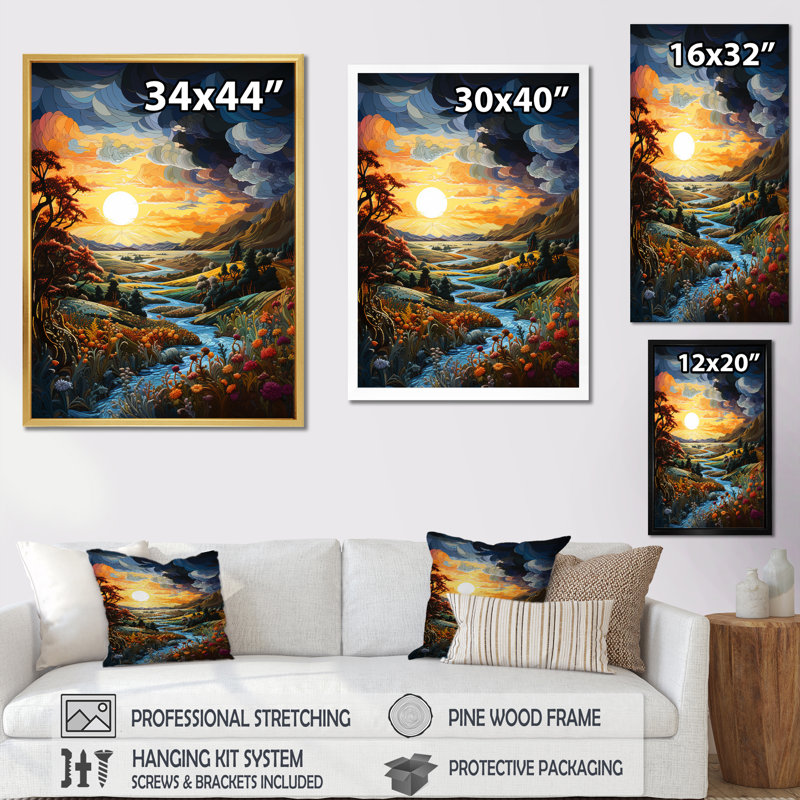 " Storms Sunrise Landscape III ", Gold Single Picture Framed, 32" H x 24" W x 1" D