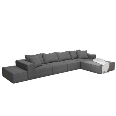Modern Upholstered Sectional Sofa Couch Set,Modular Shaped Sectional Living Room Sofa Set