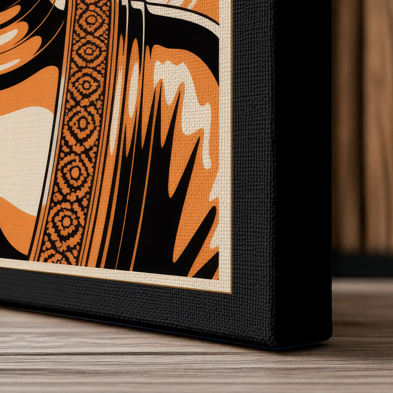 Buddha in Orange Modern - Wrapped Canvas, 36x24 - 91.4 x 61.0 cm, Black Border
