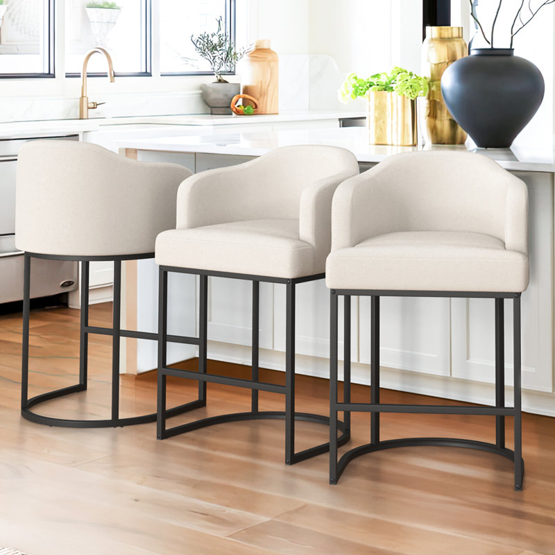 Tabouret de comptoir 27 po Camallea, Beige / lin 