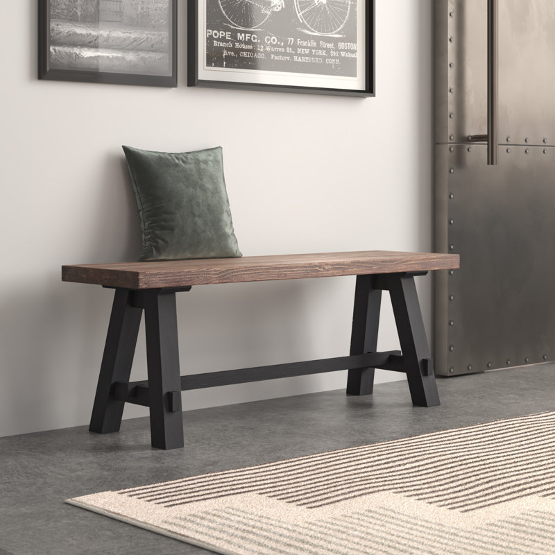 Banc en bois massif avec pieds de chevalet 48 "Adam
