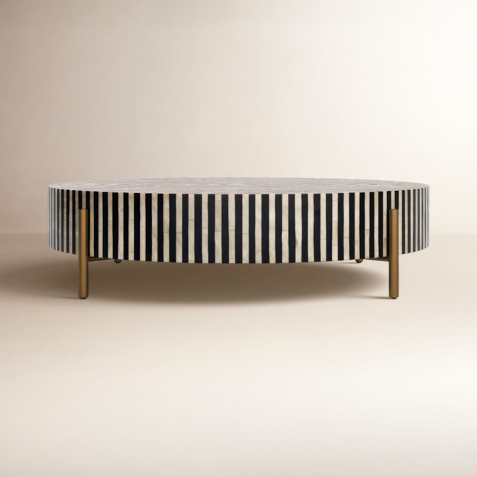 Bron Bone Inlay Coffee Table, 12" H x 48" L x 48" W