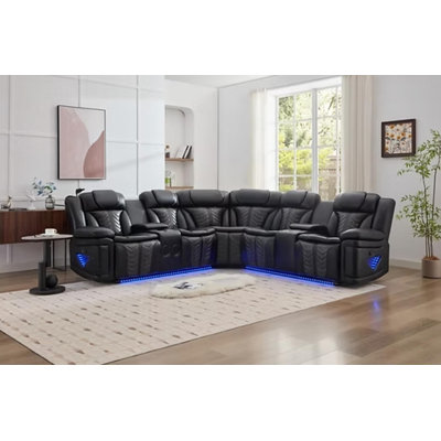 Nova Reclining Sectional Black
