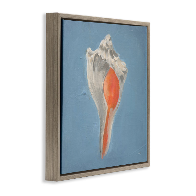 Cadre flottant Soft Sea Conch Shell, design par Julia Purinton, H 18 po x l 18 po, Cadre flottant orme Montalcino