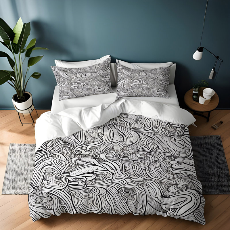 Polyester Abstract Duvet Cover, King Duvet Cover + 2 King Shams