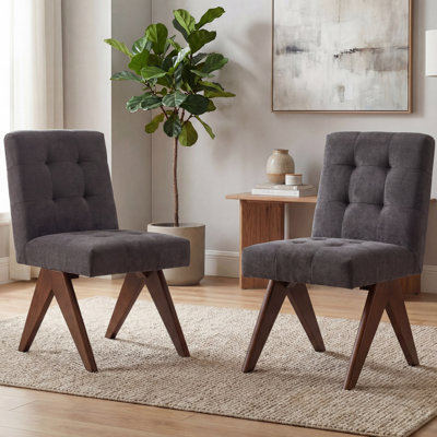 Chaises d'appoint modernes rembourrées avec pieds en bois en forme de V et siège rembourré moelleux (ensemble de 2)