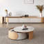 Table basse ronde en bois massif brun