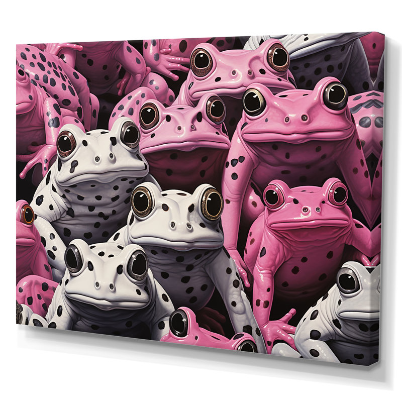 Grenouille blanche et rose Pop Art, Toile tendue, H 16 po x l 32 po x P 1 po