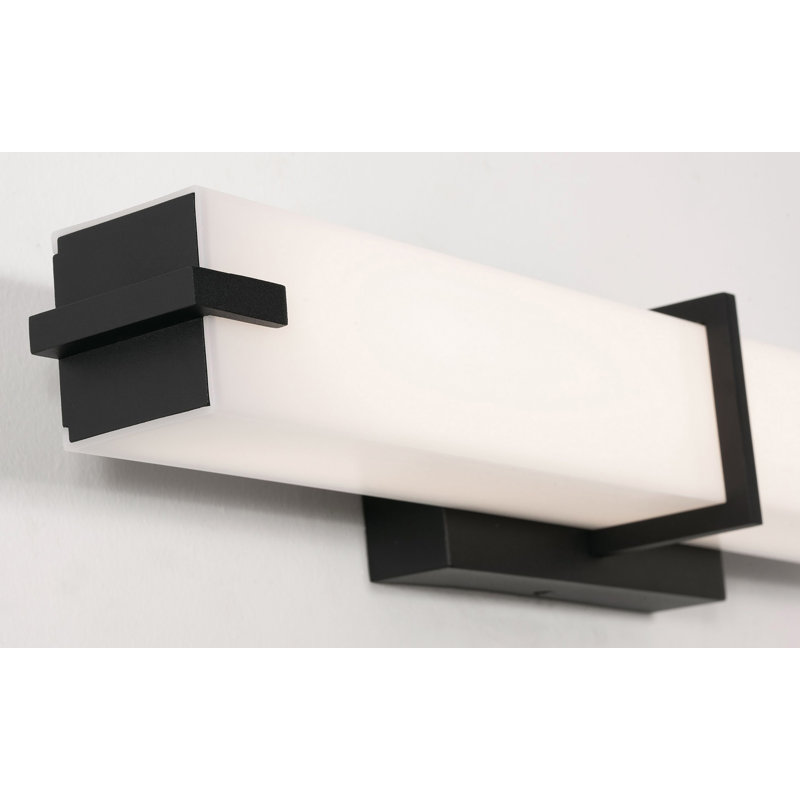 Barre de salle de bain à 1 lumière DEL en nickel à intensité variable Endia, Noir
