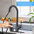 Single Handle High Arc Matte Black Pull Out Kitchen Faucet -111112315