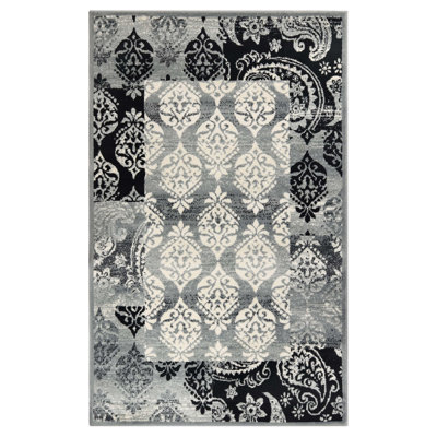 Evan Gray/Black Indoor Area Rug