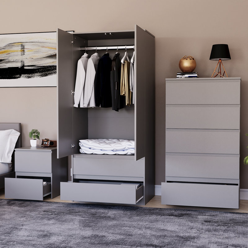 Romeon Piece Bedroom Set, Grey