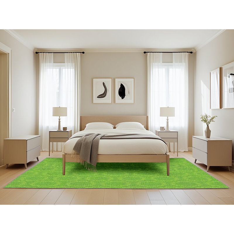 Tapis tissé à la machine vert, Rectangle 5 pi x 8 pi