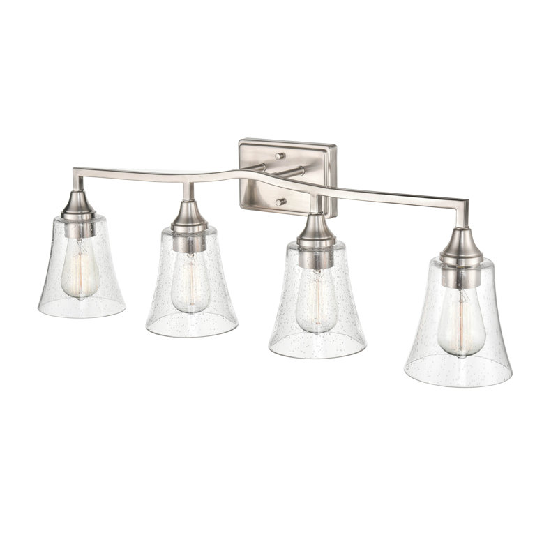 Luminaire à 4 lumières 32,5 po Abramowski Éclairage pour meuble-lavabo en nickel brossé