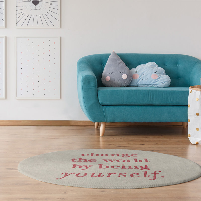 Tapis à la main the world quoted change the world, Rond 5 pi