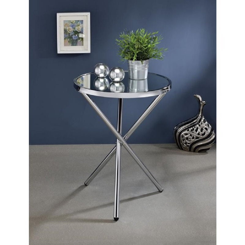 Compton Martin Glass Top End Table, Glass, Silver