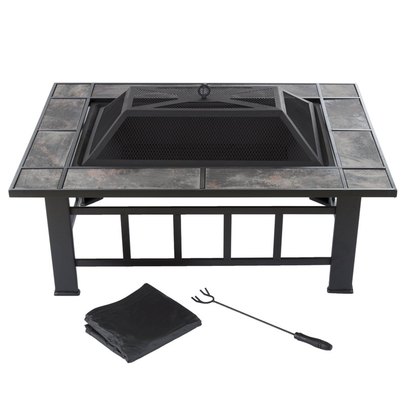 Rectangle Steel Wood Burning Fire Pit Table