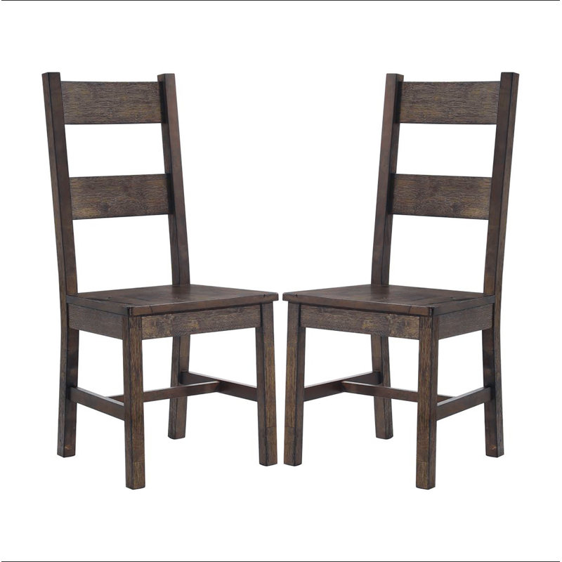 Ensemble de 2 chaises rustiques à dossier en échelle brun doré rustique