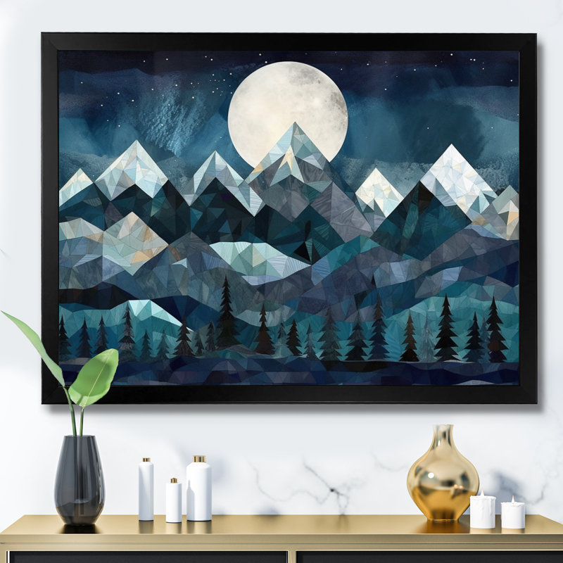 Minimalisme Winter Mountains IV - impression, Cadre simple noir, H 12 po x l 20 po x P 1 po