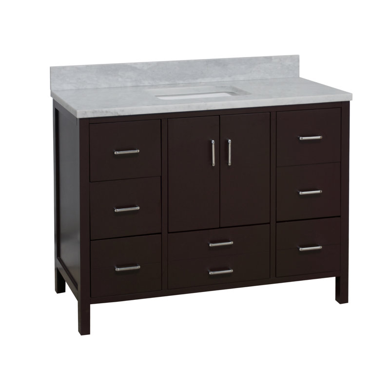 Ensemble de meuble-lavabo simple 48 po Kiara, Chocolat, Marbre
