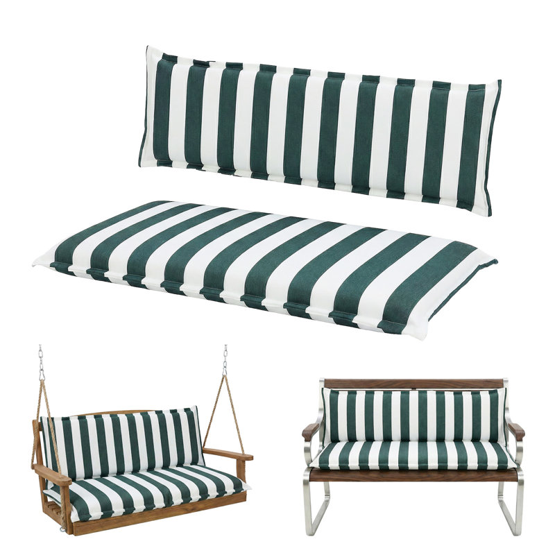  Ensemble de coussins d'extérieur avec dossier pour balancelle et banc, L 42,5 po x P 17,7 po, Vert