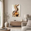 Tableau abstrait sur toile représentant des vagues fluides en bronze et crème-2046708771