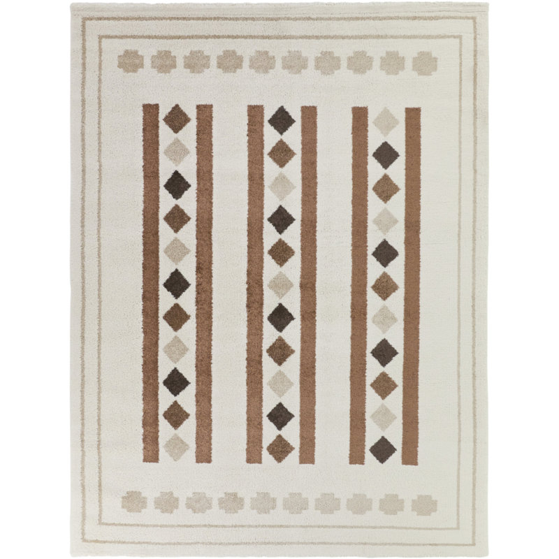 Beisel Beige/Brown Southwestern Modern Area Rug, Rectangle 5'3" x 7'