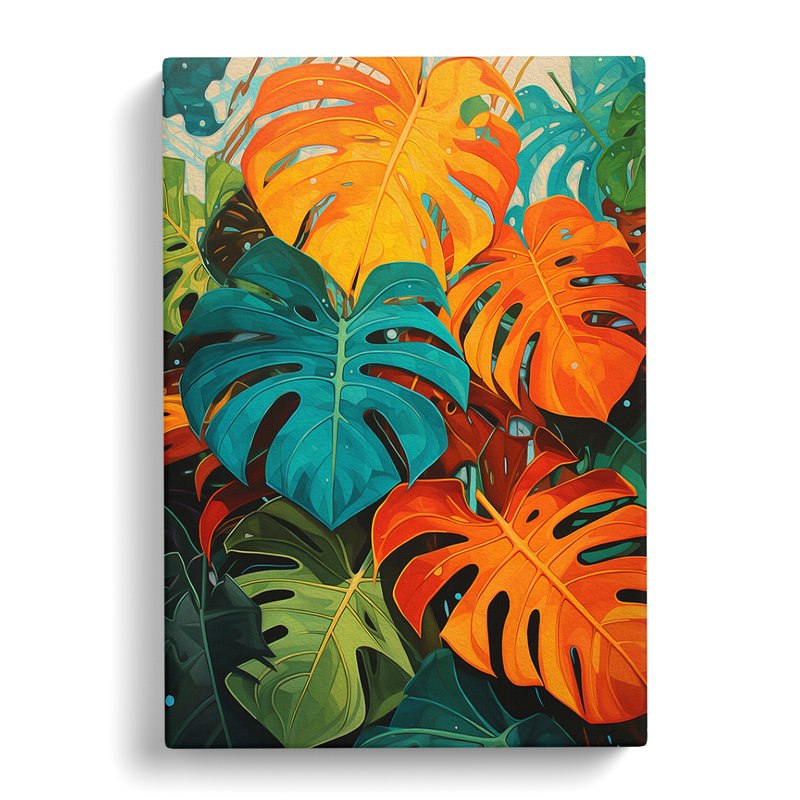 Tropical Leaf Orphism - Wrapped Canvas, 60cm H x 40cm W x 3cm D