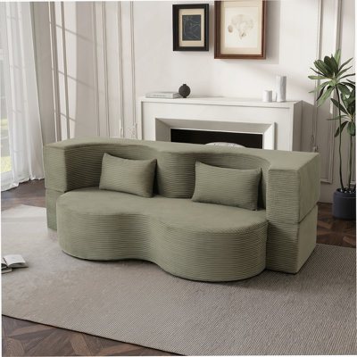 2-In-1 Foldable Sofa Bed, 75 Inch Convertible Compressed Sleeper With Memory Foam And Faux Fur Upholstery, Includes 2 Pillows For Comfort