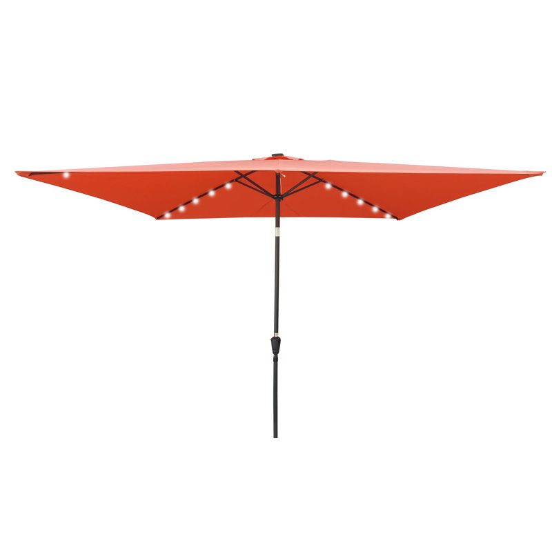Parasol lumineux à énergie solaire à DEL, Rouge brique clair