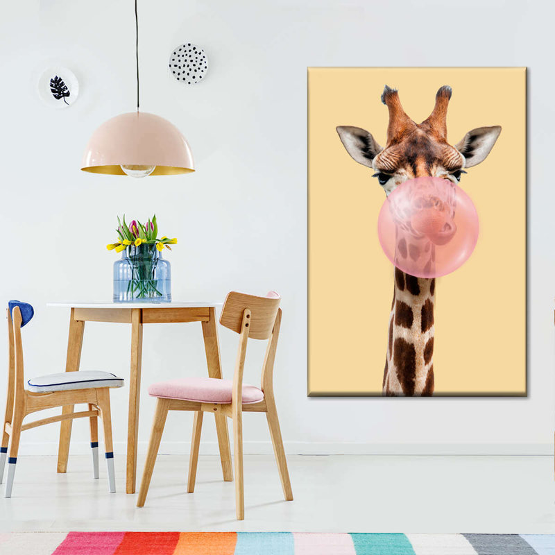 " Giraffe Bubble Gum Canvas Print ", 48" H x 32" W x 1.25" D