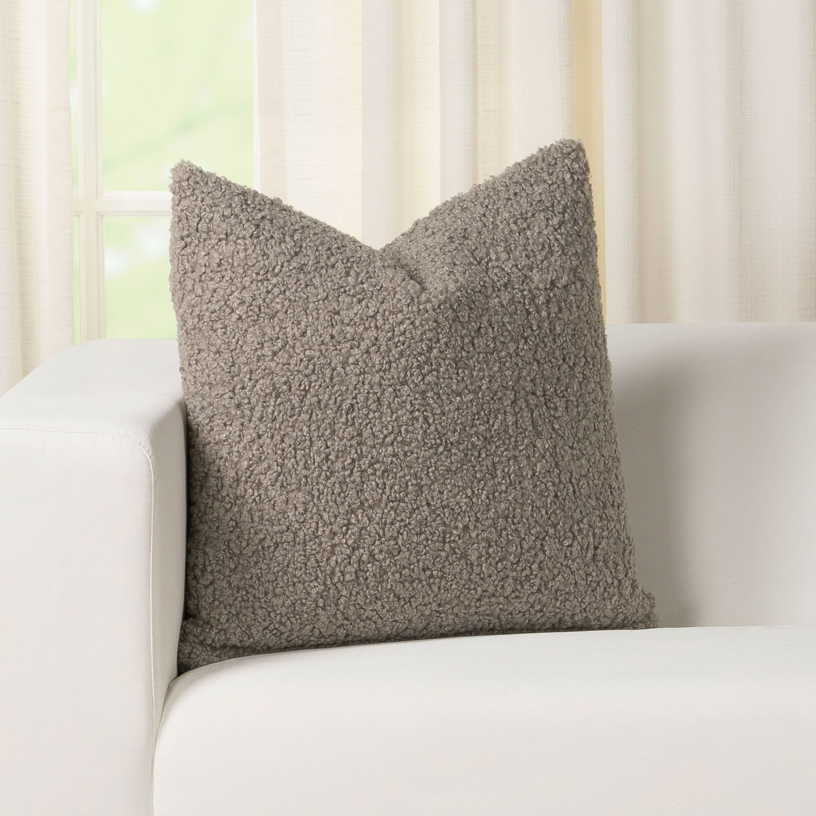 Hanka Throw Pillow, 21" x 21", Smoke