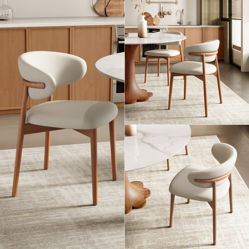 Mid-Century moderne enneigé / sable fritté pierre ronde bois massif en bois massif piédestal de forme noyer / ton noyer foncé (1 table, 4/6/8 chaises)