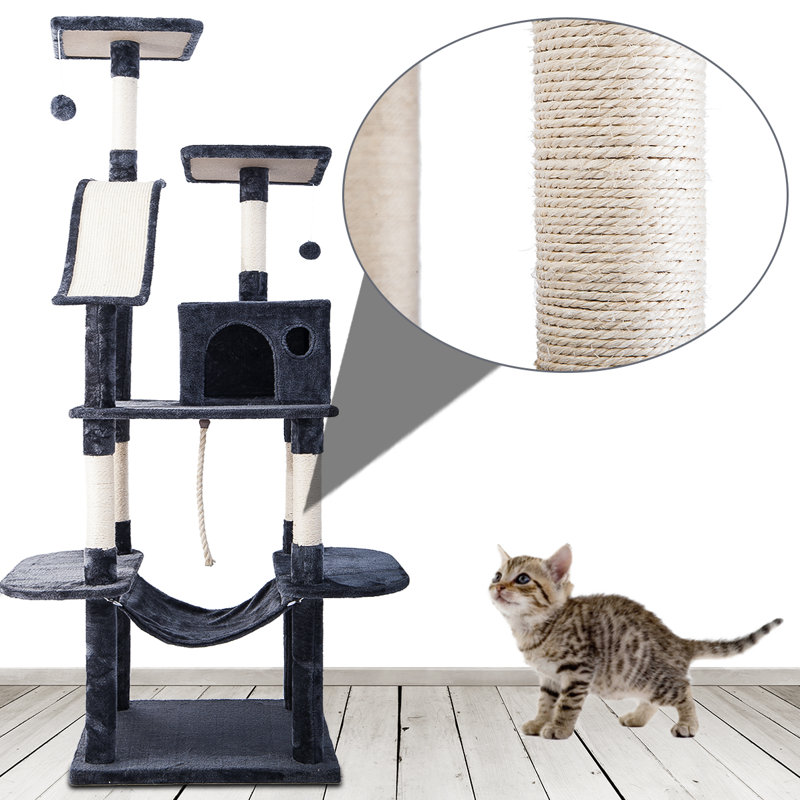Ginny 162cm H Cat Tree, Grey, 162" H x 61" W x 51" D
