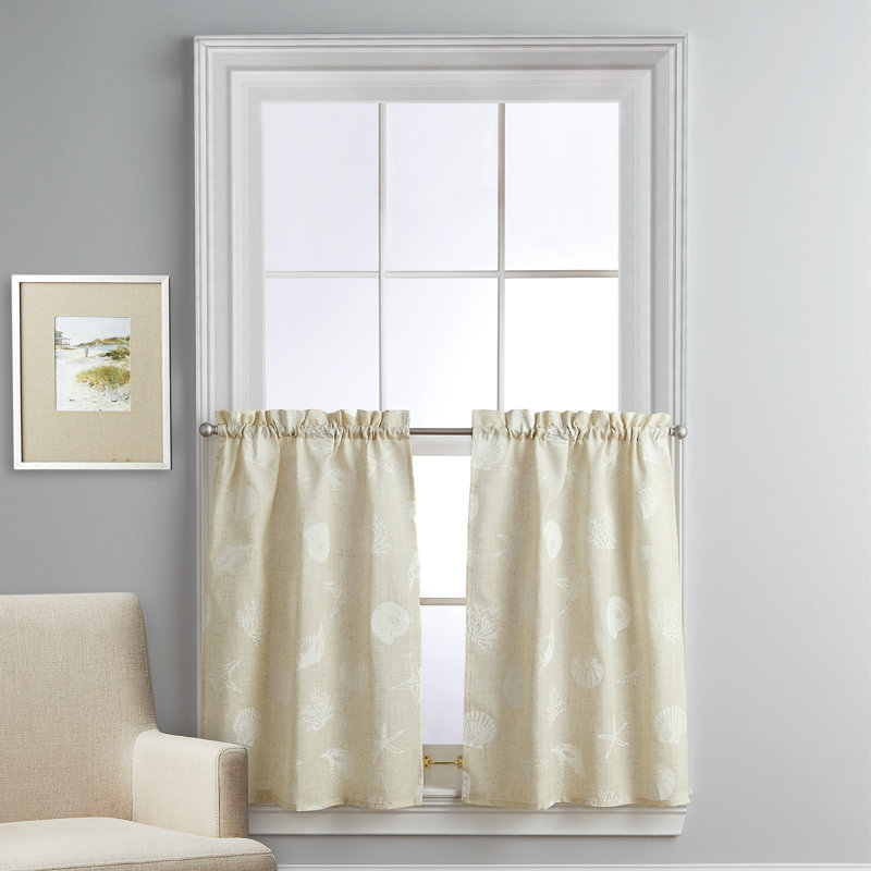Wykoff Tailored Cafe Curtain, 24" W x 54" L, Beige