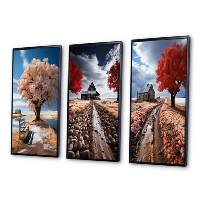 «Farmhouse Serenity Farm», 3 pièces sur toile