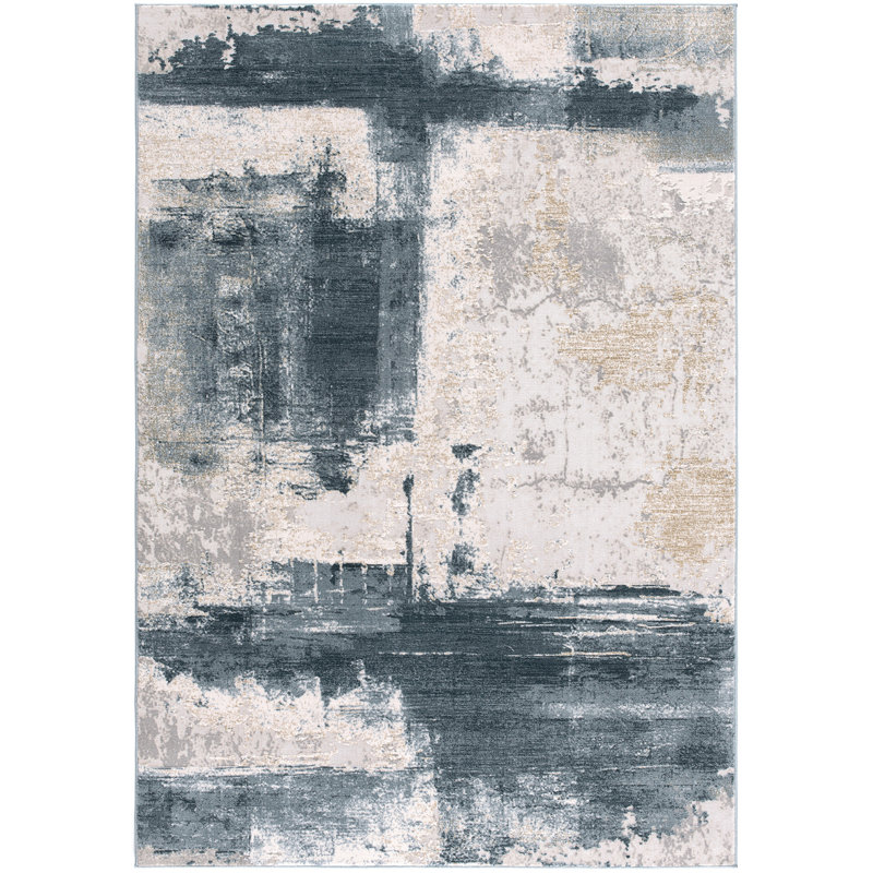 Rug Branch Terano 2' x 3' (2'2" x 3') Blue/Beige Abstract Indoor Doormat Rug, Contemporary, Medium Pile, Stain-Resistant Entry Carpet - Front Door, Mudroom, Hallway and Kitchen