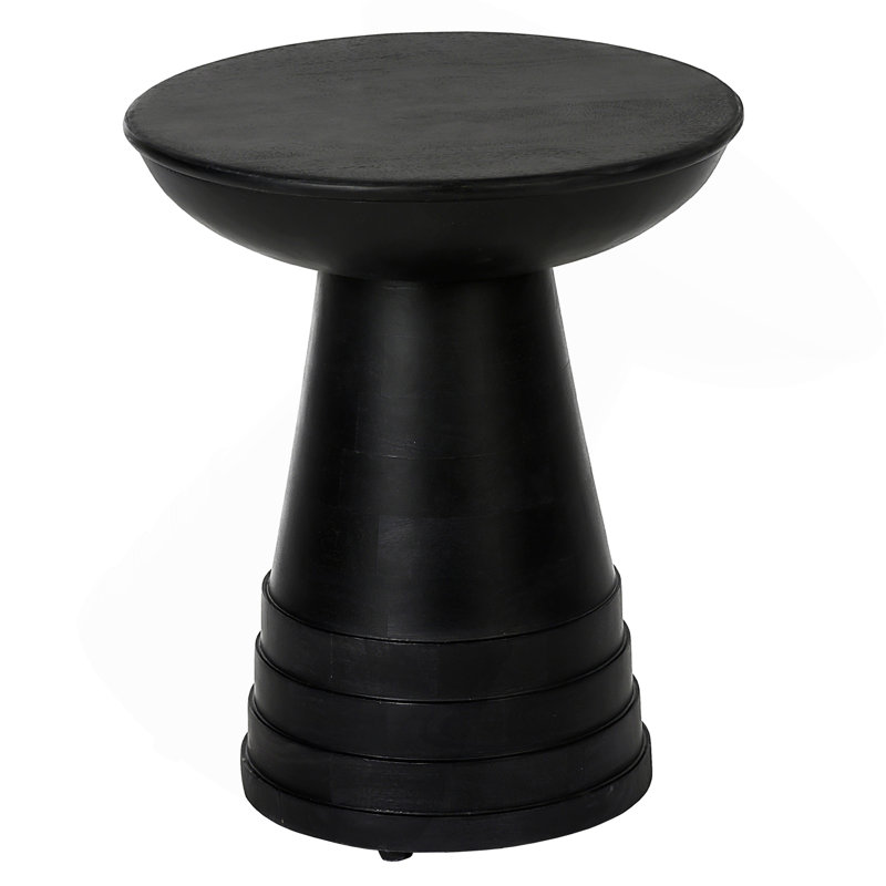 Classique 16 po Table d'appoint ronde en bois, table de bout de canapé de salon, meubles de décoration intérieure, noir