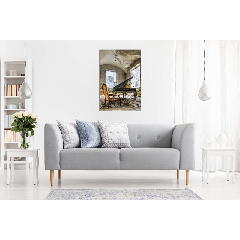 Old Grand Piano And Old Buidling - Wrapped Canvas Print, 91cm H x 61cm W x 1.8cm D