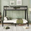 Lit superposé simple au-dessus d'un lit double en métal pour adolescents et adultes, peu encombrant / sans bruit de sommier, noir-1870375320-1869202203
