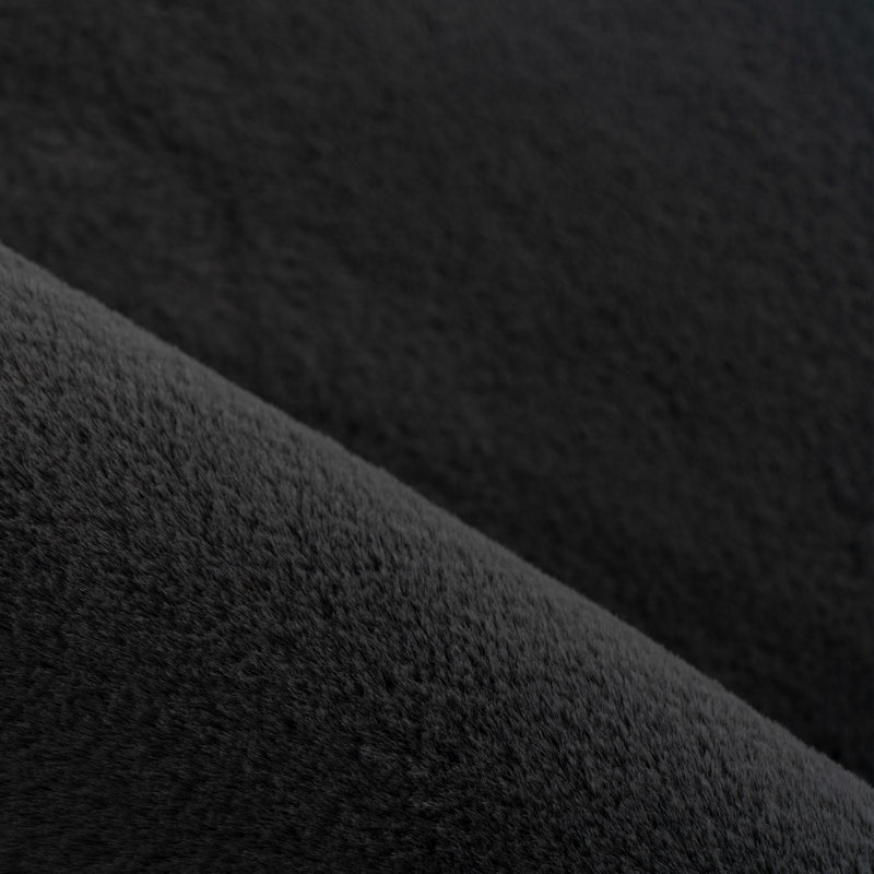 Solid Colour Knitted Area Rug, Rectangle 60 x 100 cm, Black