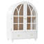 Vitrine cintrée avec portes en verre trempé, meuble de rangement en bois avec fini grain de bois, meuble d'appoint avec tiroirs et pieds en bois massif-1891574771