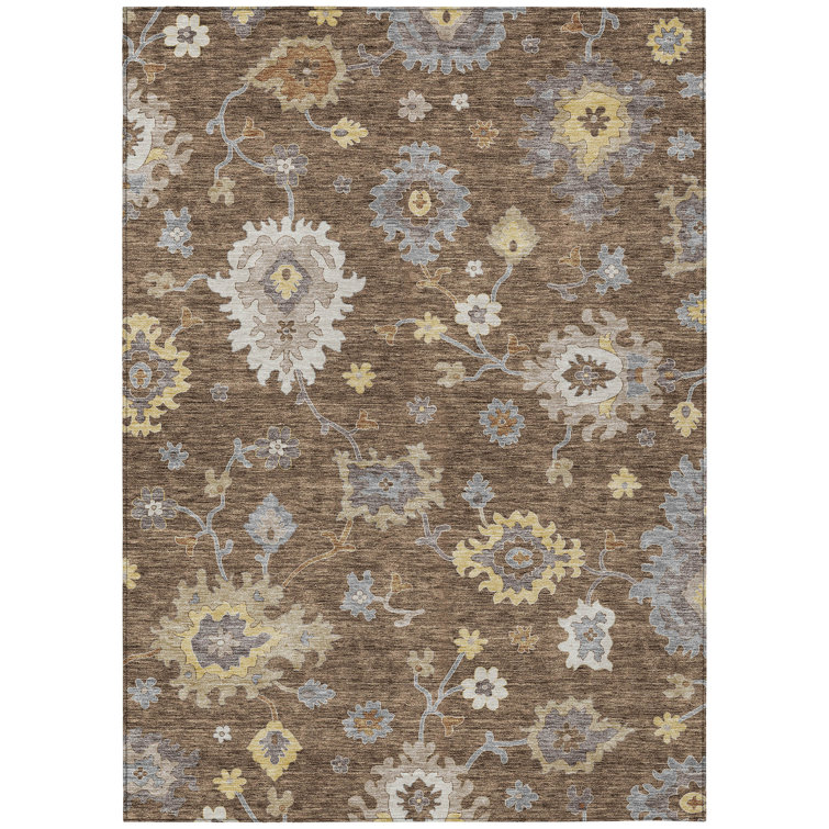Washable Damask Indoor / Outdoor Rug