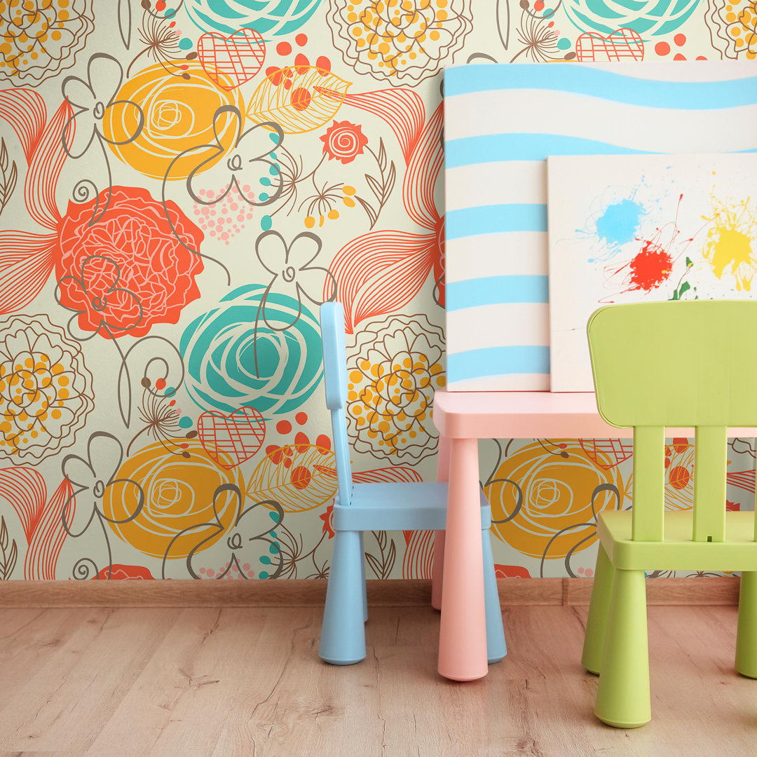 Keech Peel & Stick Floral Tile Red Barrel Studio® 