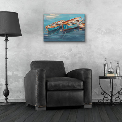 Art mural en verre «Tethered Row Boats 1» par Ethan Harper