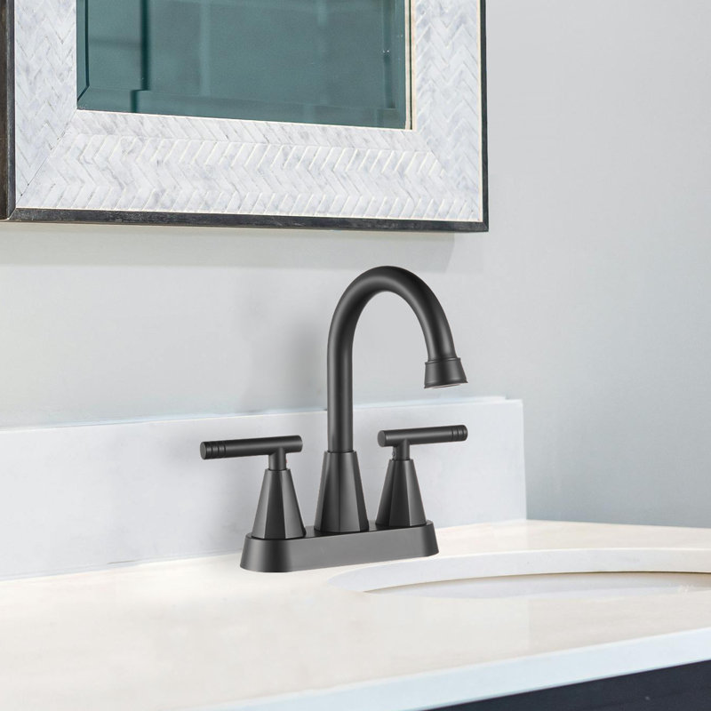 Centerset 2-handle Bathroom Faucet with Drain Assembly, Matte Black