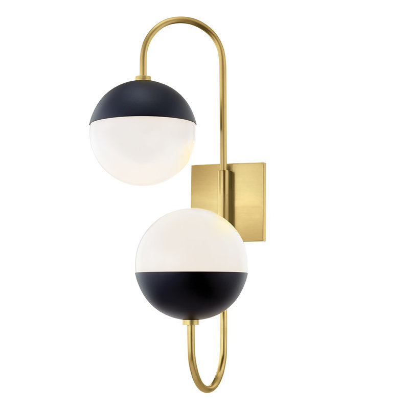Renee 2 Light Wall Sconce, Aged Brass